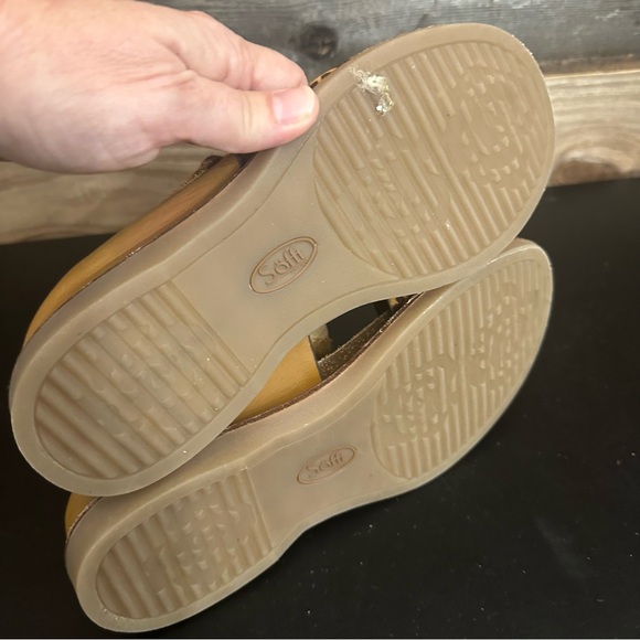 Sofft Braye Leopard Padded Footbed Tan Leather Cow Hair Slip On Sandals 8.5 - Picture 11 of 12